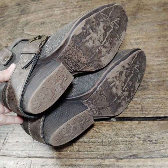 2 Lips Too Ankle Boots Sz 8 Combat Booties Buckle Side Zip - Picture 8 of 11